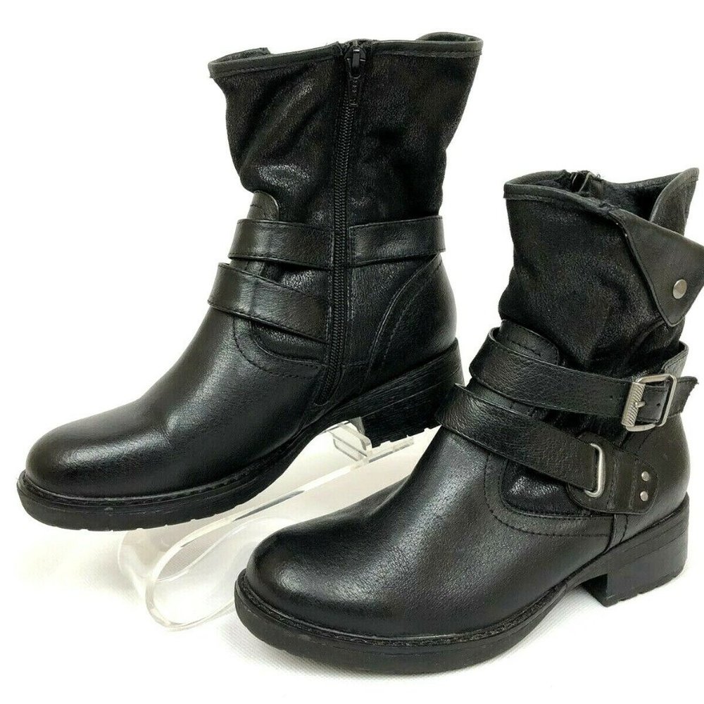 Bear Traps 'Halie' Black Leather Boots Size 7 1/2M